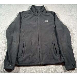 The North Face Fleece Jacket Womens Large Black Flashdry Mock Neck Logo Full Zip